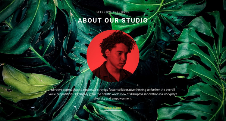 About studio on green background Elementor Template Alternative