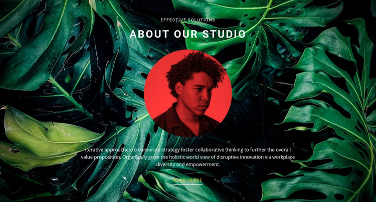 About studio on green background Web Page Design