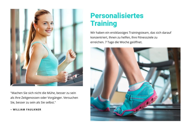 Personalisiertes Sporttraining Eine Seitenvorlage