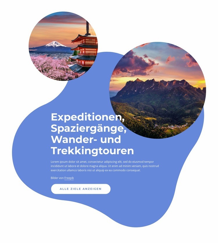 Expeditionen, Spaziergänge, Wandertouren Website-Modell