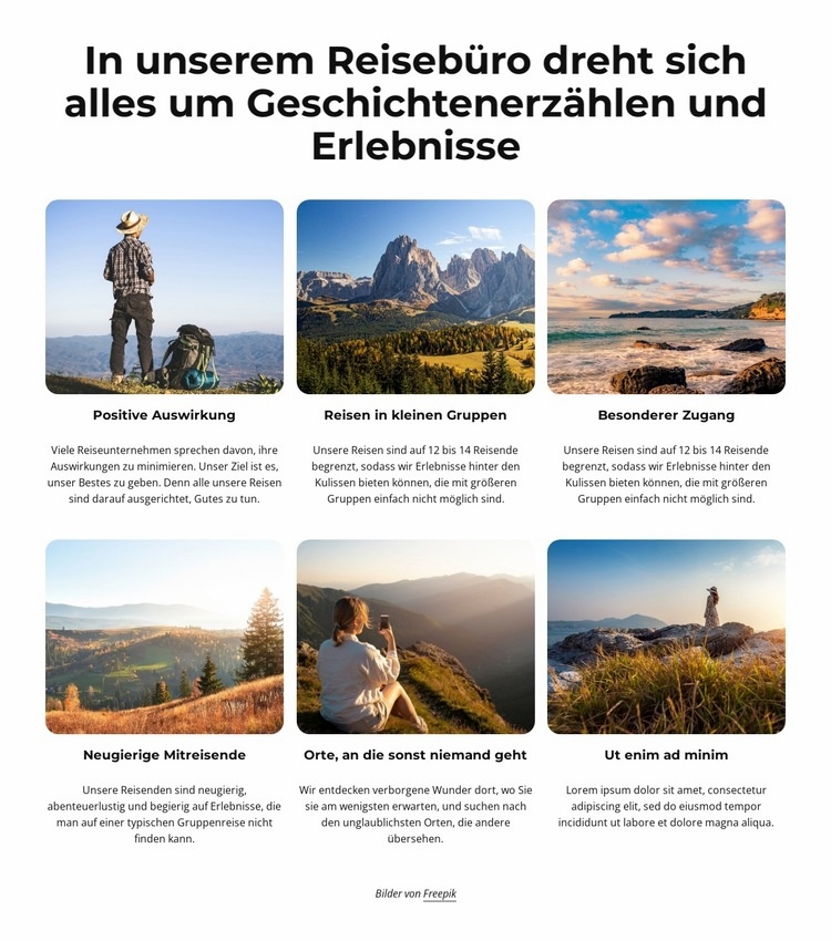 Erleben Sie die Welt mit einer Kleingruppenreise Website-Modell