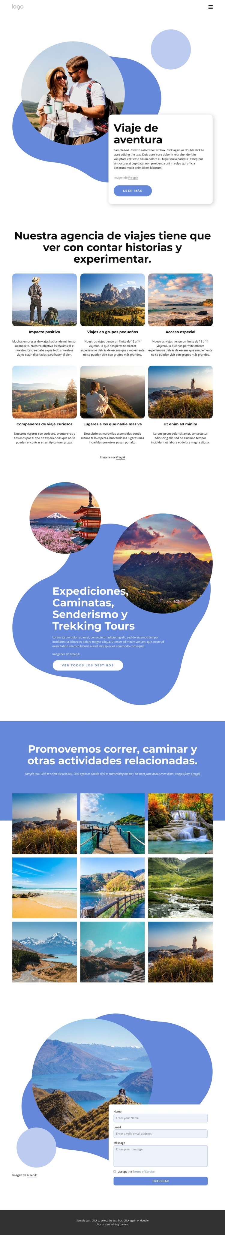 Agencia especializada en viajes de aventura de lujo Maqueta de sitio web