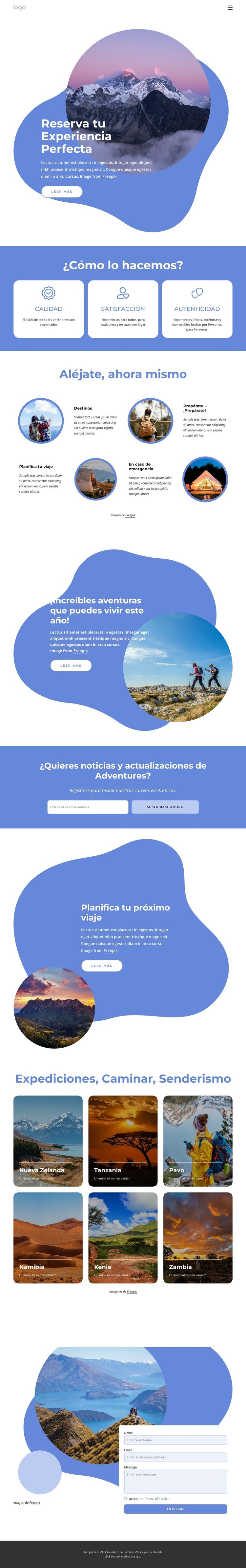 Reserva tus vacaciones perfectas Página de destino