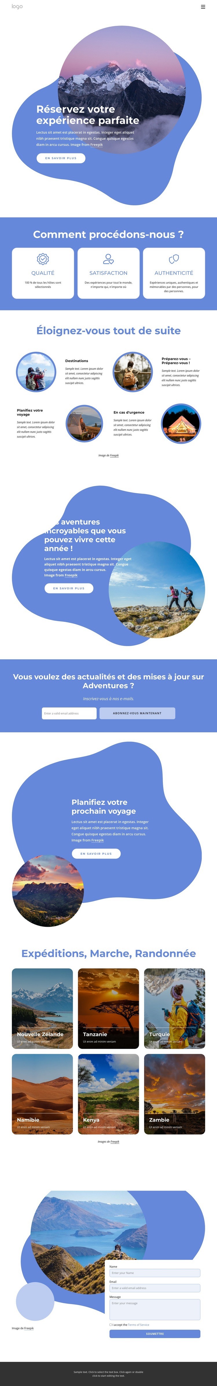 Réservez vos vacances parfaites Conception de site Web