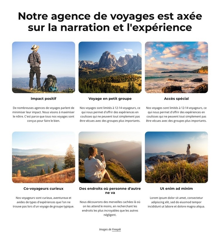 Découvrez le monde avec des voyages en petit groupe Modèles de constructeur de sites Web