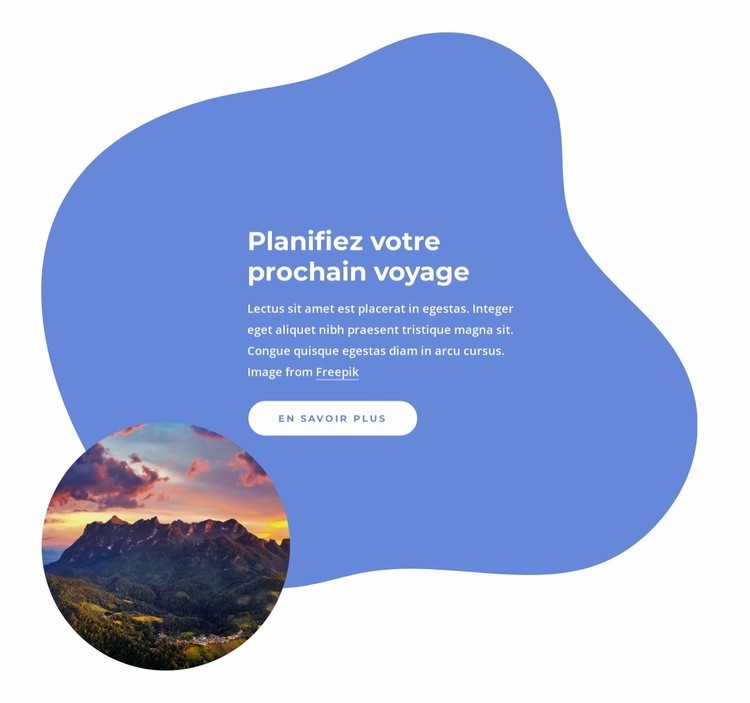 Planifiez votre prochain voyage Maquette de site Web