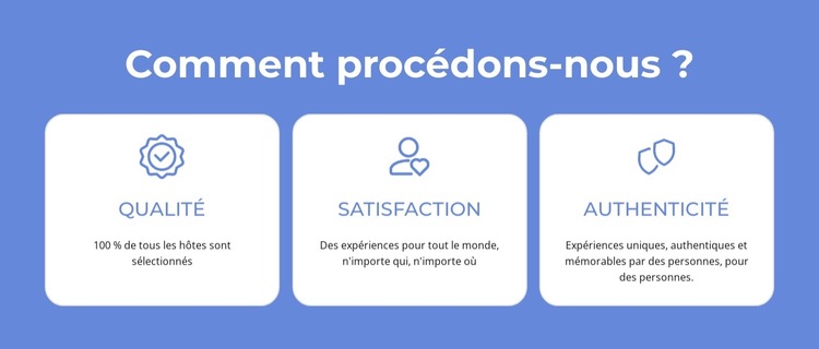 Qualité, satisfaction Modèle de site Web