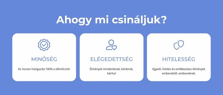 Minőség, elégedettség Weboldal sablon