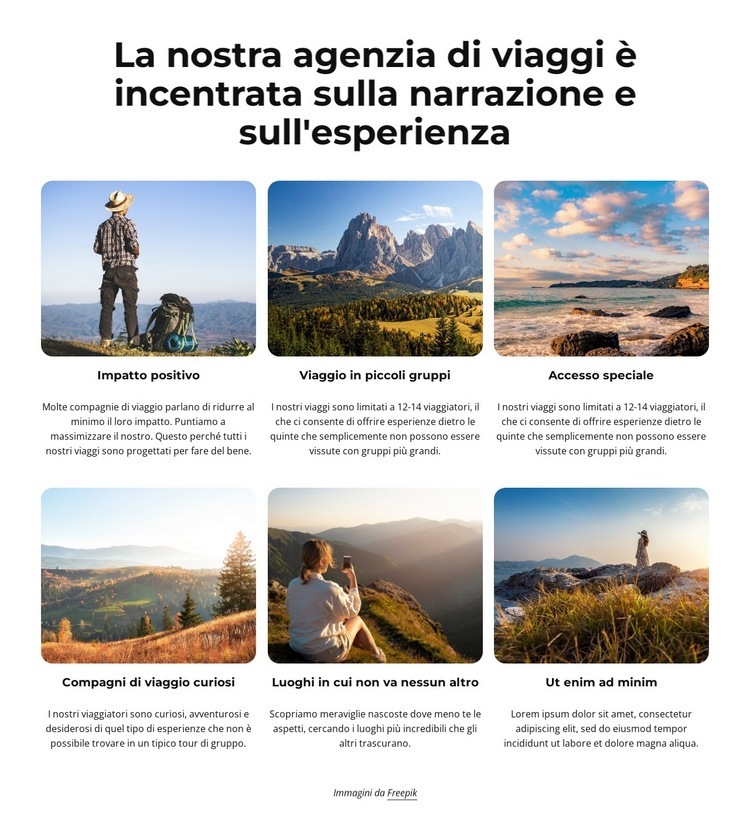 Porta il mondo con viaggi in piccoli gruppi Mockup del sito web