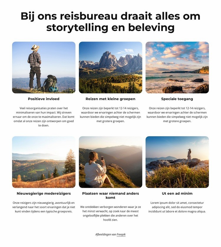 Breng de wereld aan met kleine groepsreizen Sjabloon voor één pagina