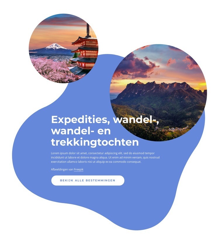 Expedities, wandelen, trektochten Website ontwerp
