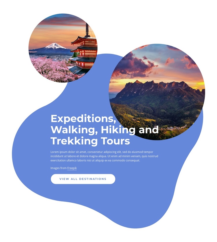 Expeditions, walking, hiking tours One Page Template