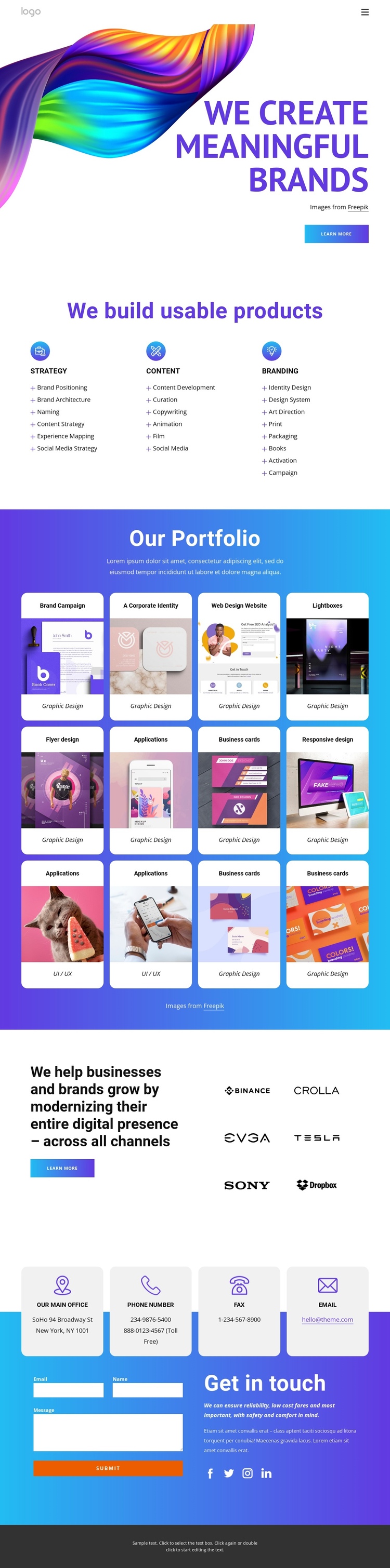 We create meaningful brands One Page Template