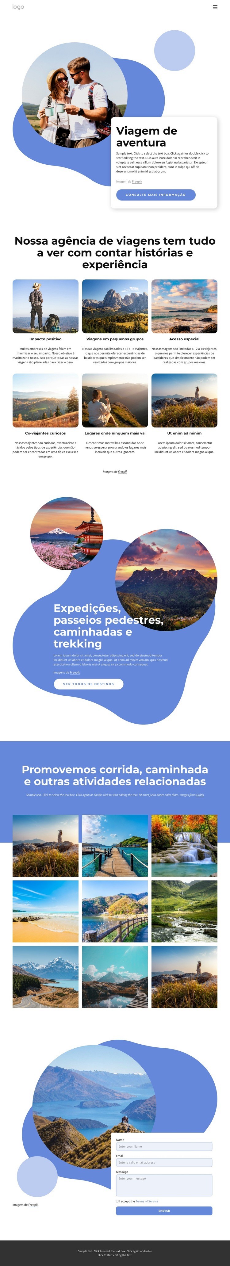 Agência especializada em viagens de aventura de luxo Design do site