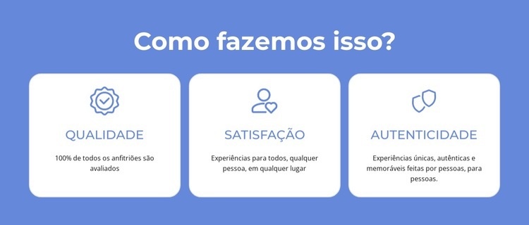 Qualidade, satisfação Maquete do site