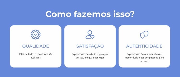 Qualidade, satisfação Landing Page