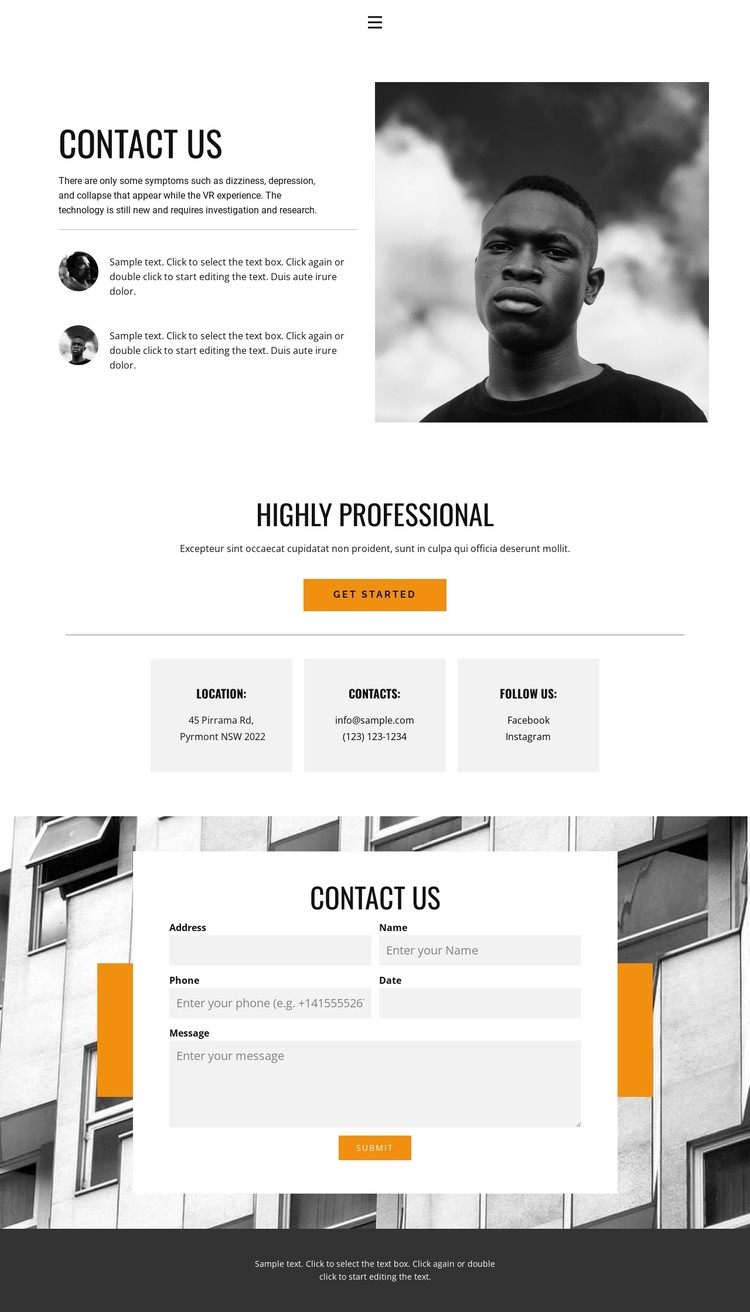 Contacts for visit CSS Template