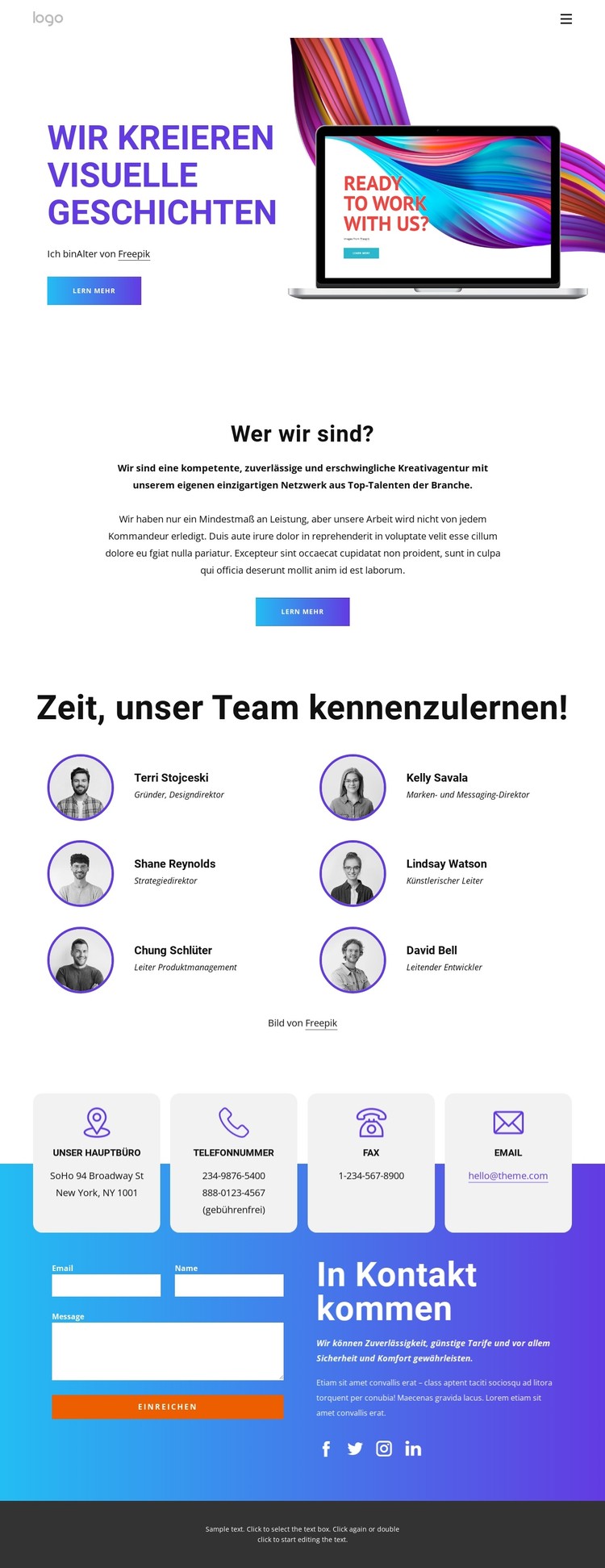 Wir kreieren visuelle Geschichten CSS-Vorlage