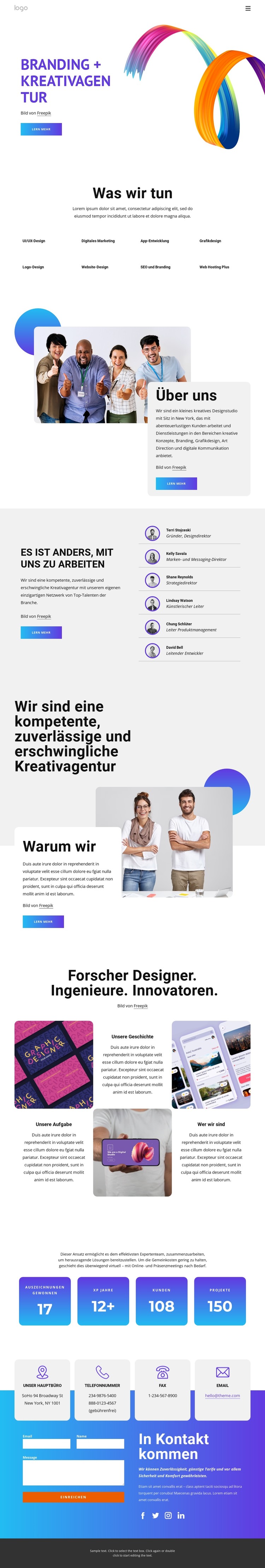 Wir erstellen wirkungsvolle Apps, Branding und Websites HTML-Vorlage