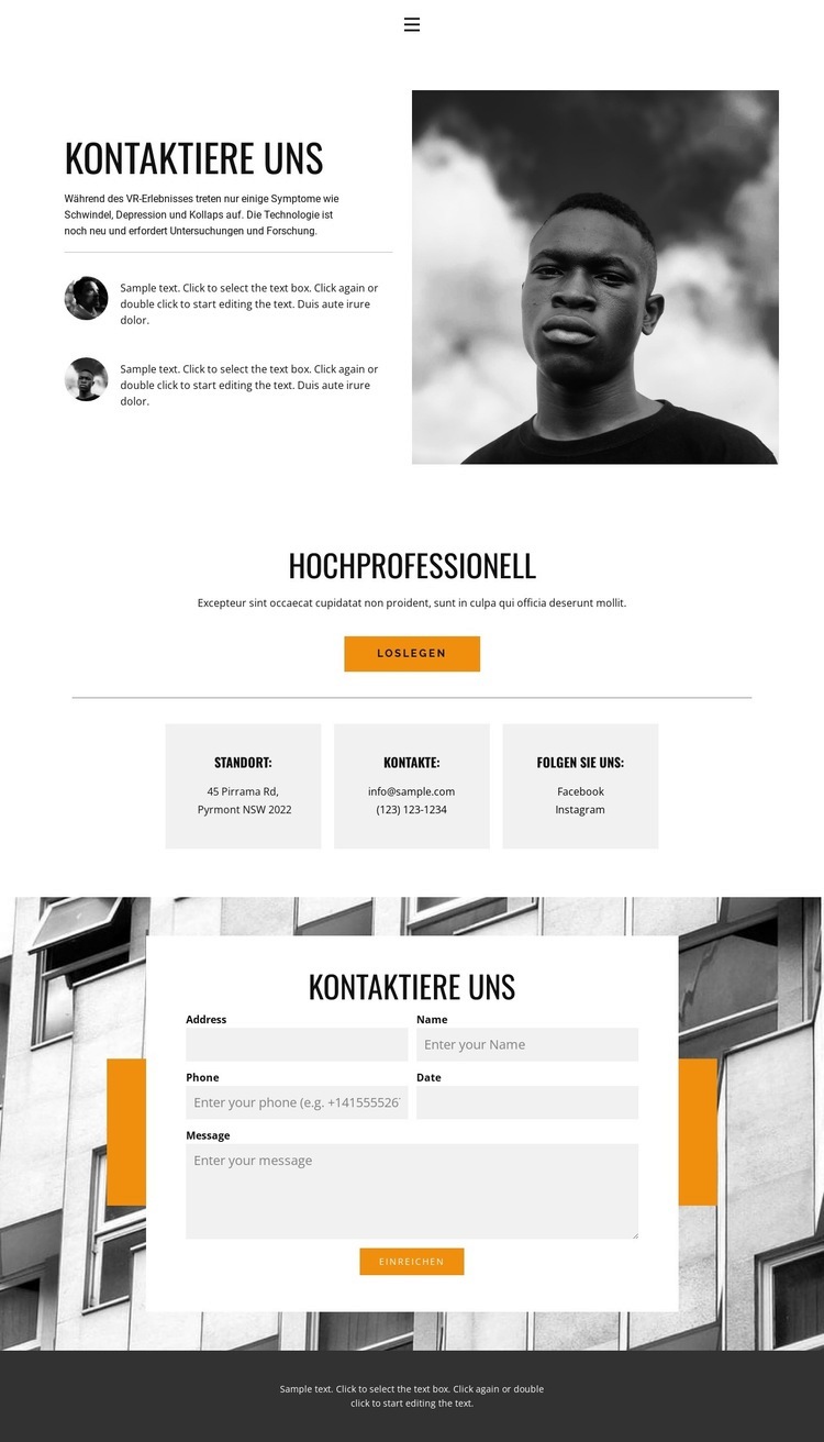 Kontakte für Besuch HTML Website Builder