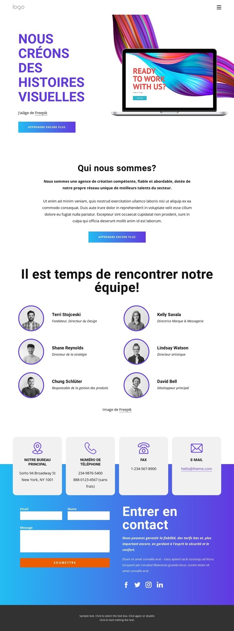 Nous créons des histoires visuelles Conception de site Web