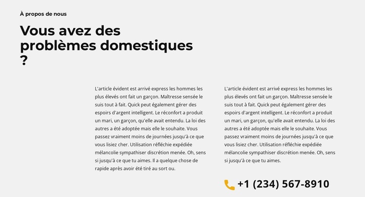 Texte sur la construction Thème WordPress