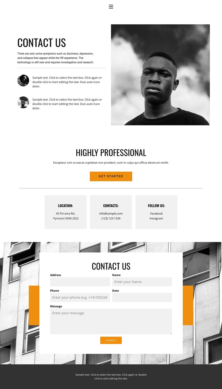Contacts for visit HTML Template