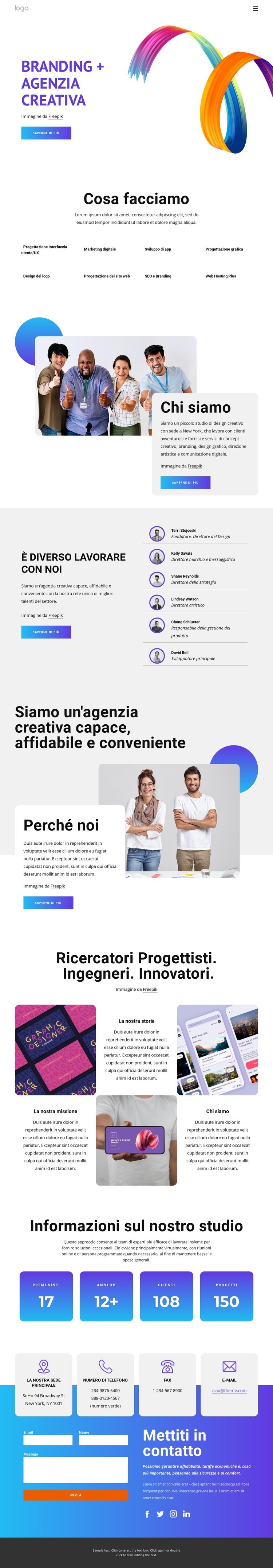 Creiamo app, branding e siti web di grande impatto Costruttore di siti web HTML