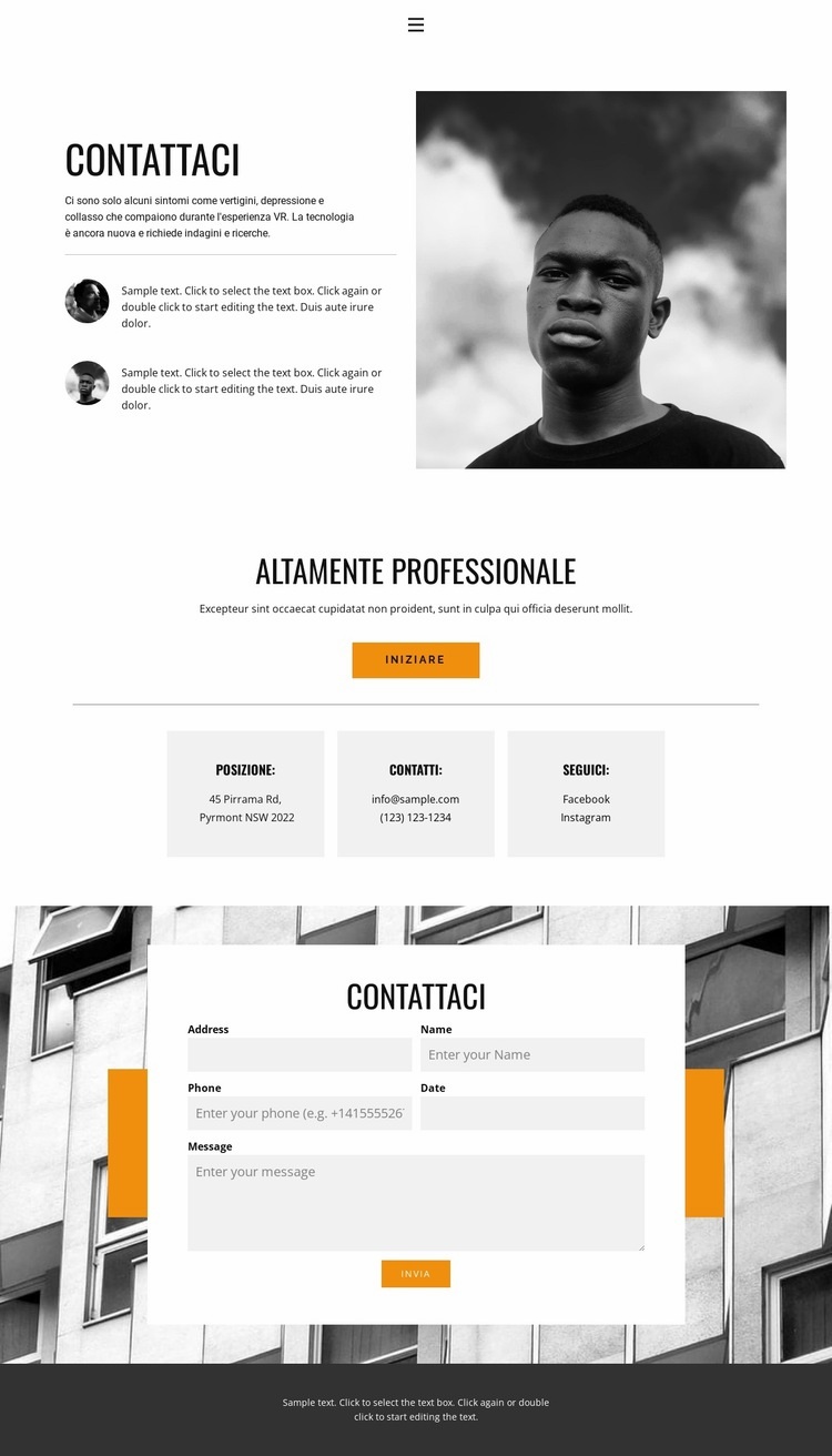 Contatti per la visita Mockup del sito web