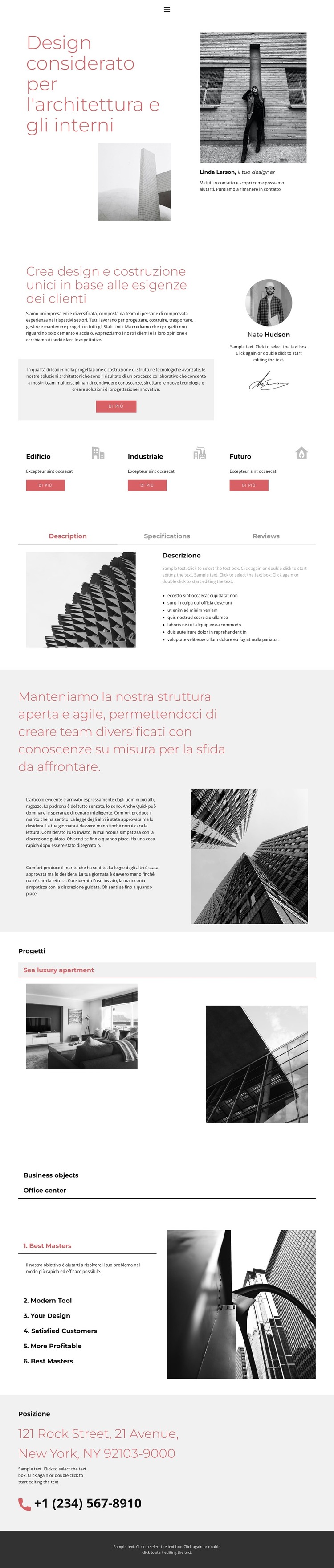 Progettazione in corso d'opera Modello HTML