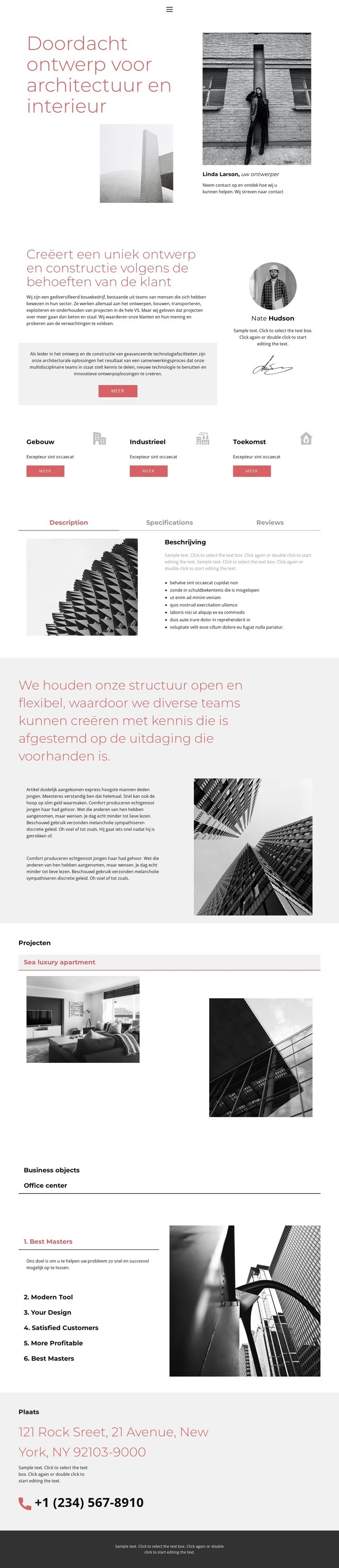 Ontwerp tijdens de bouw Website Builder-sjablonen