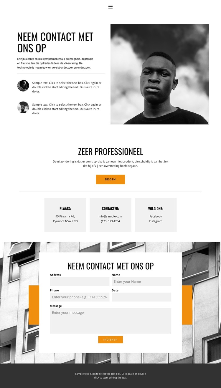 Contacten voor bezoek Website sjabloon