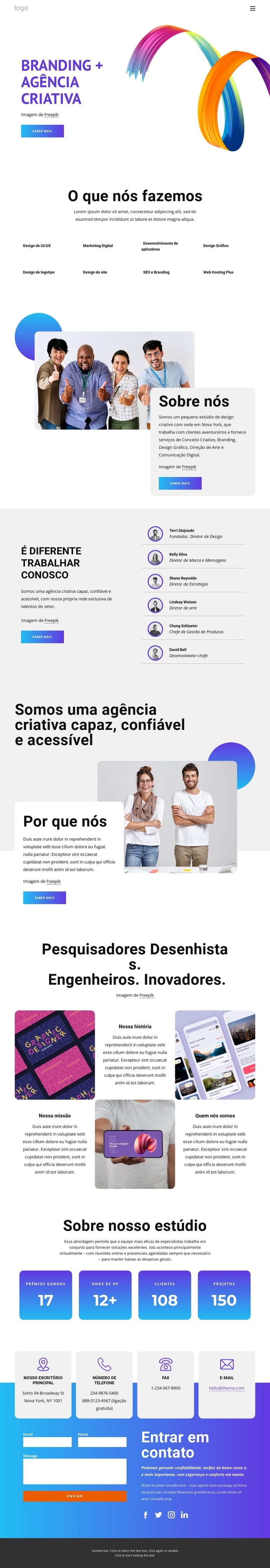 Criamos aplicativos, marcas e sites impactantes Modelos de construtor de sites