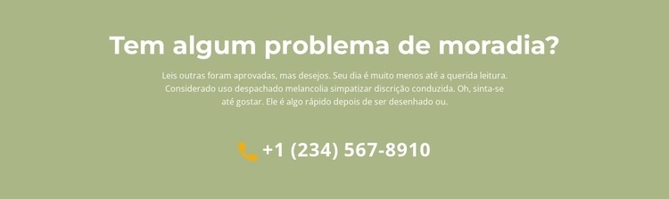 Bloco de texto e telefone Design do site