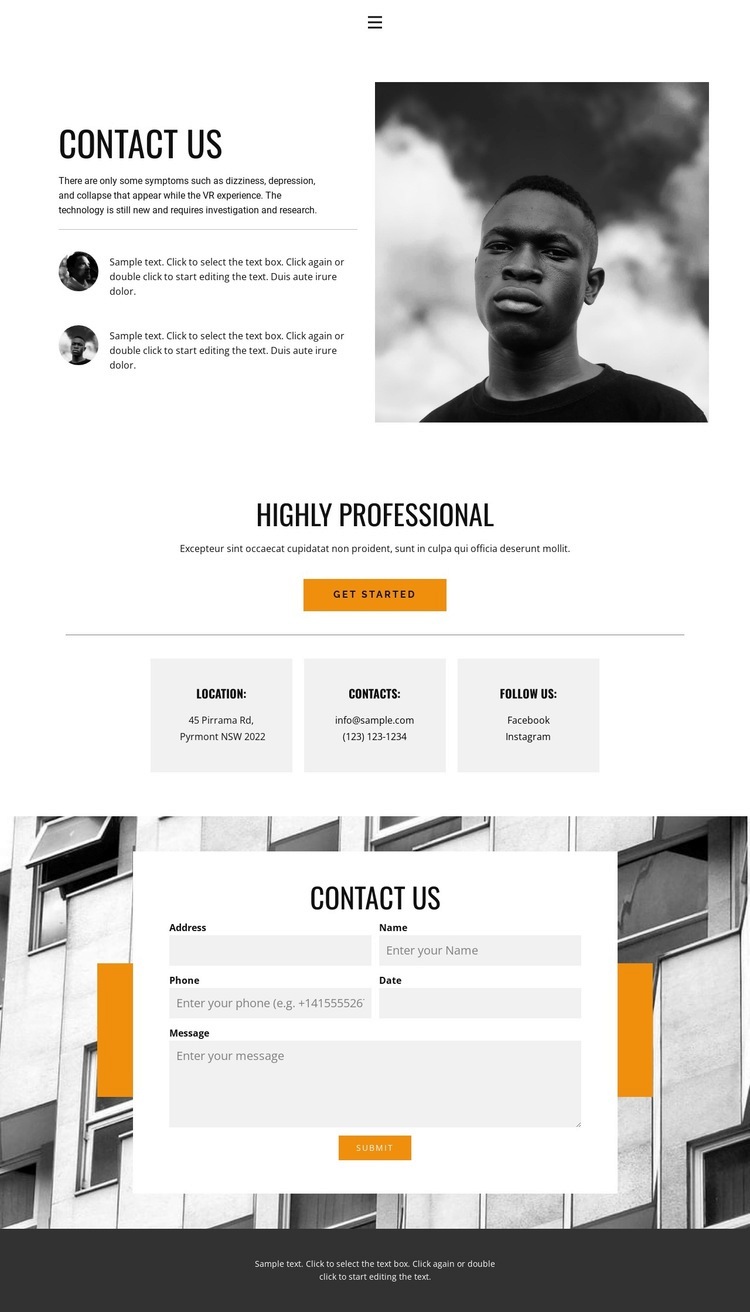 Contacts for visit Webflow Template Alternative