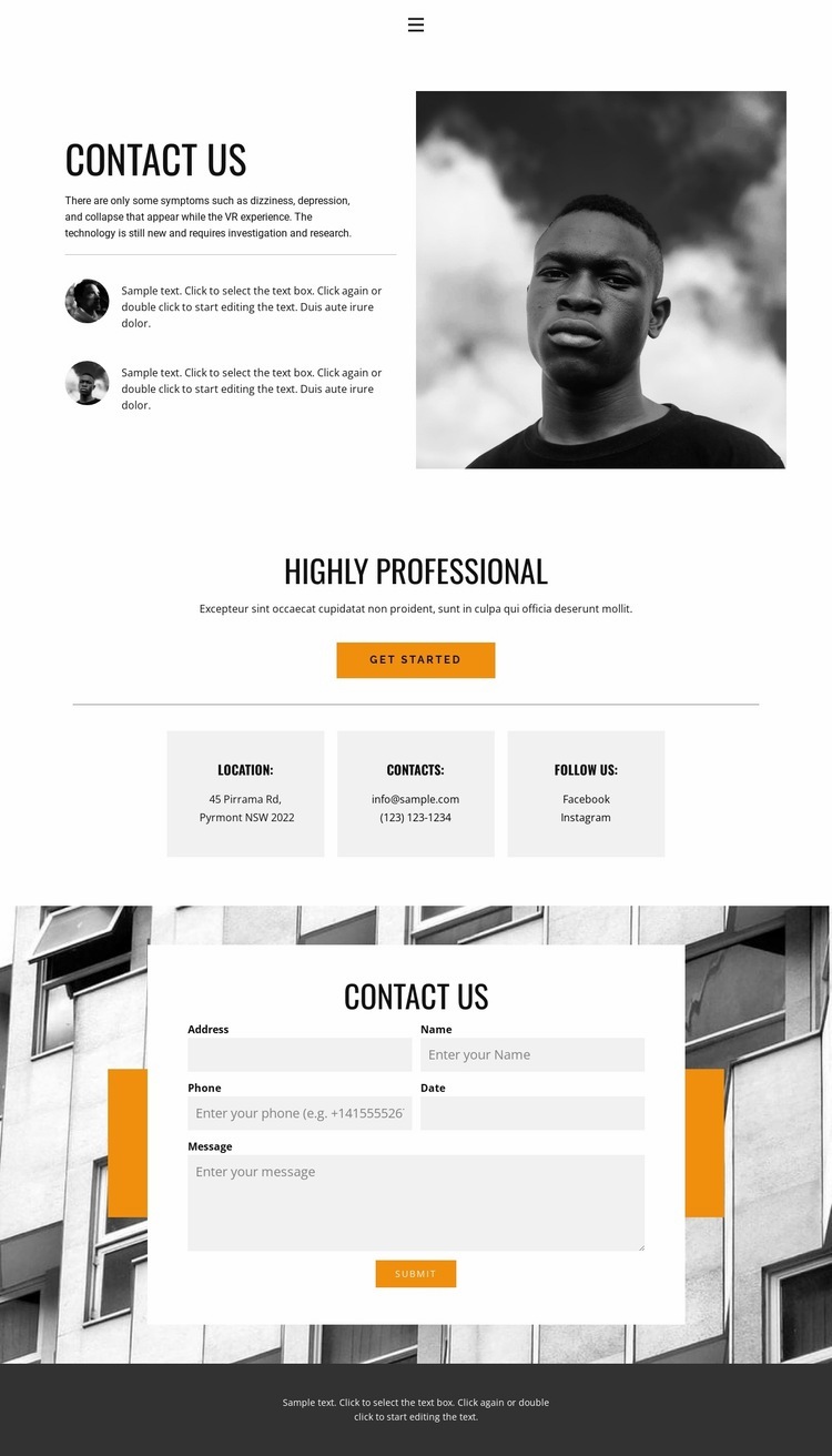 Contacts for visit Wix Template Alternative
