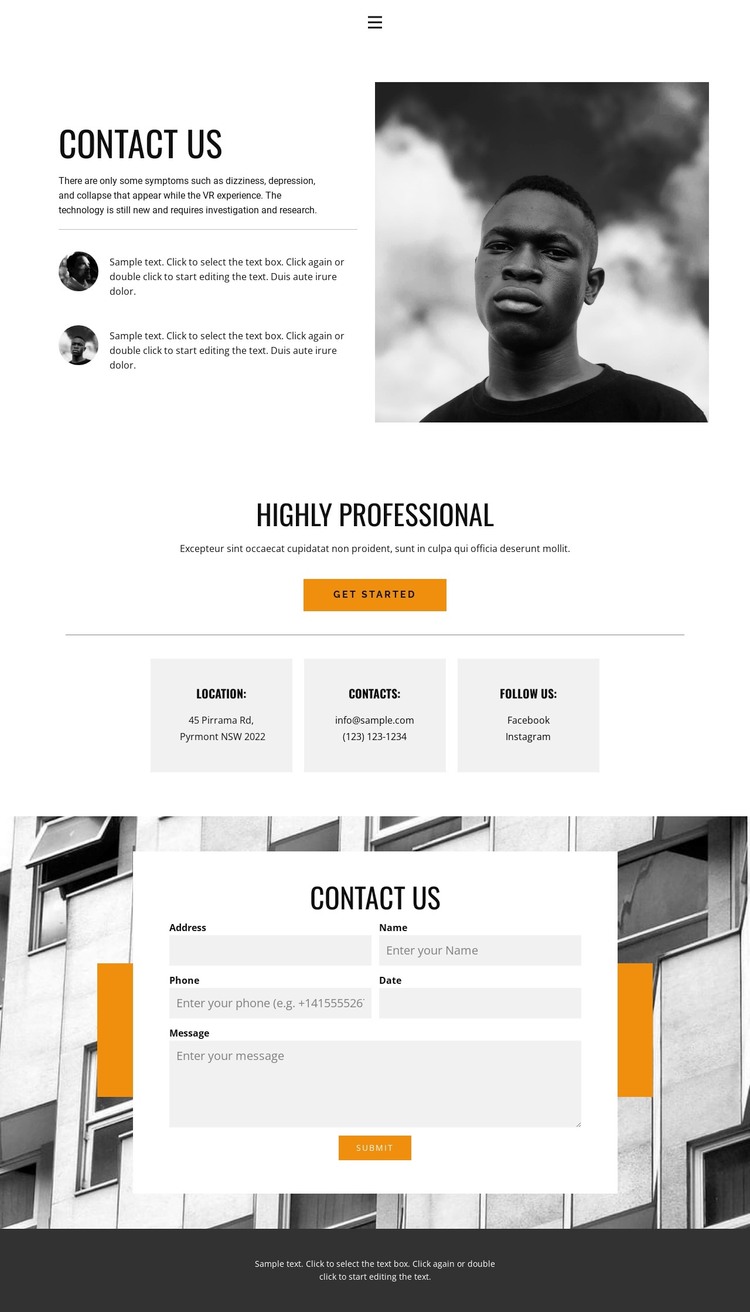 Contacts for visit WordPress Theme