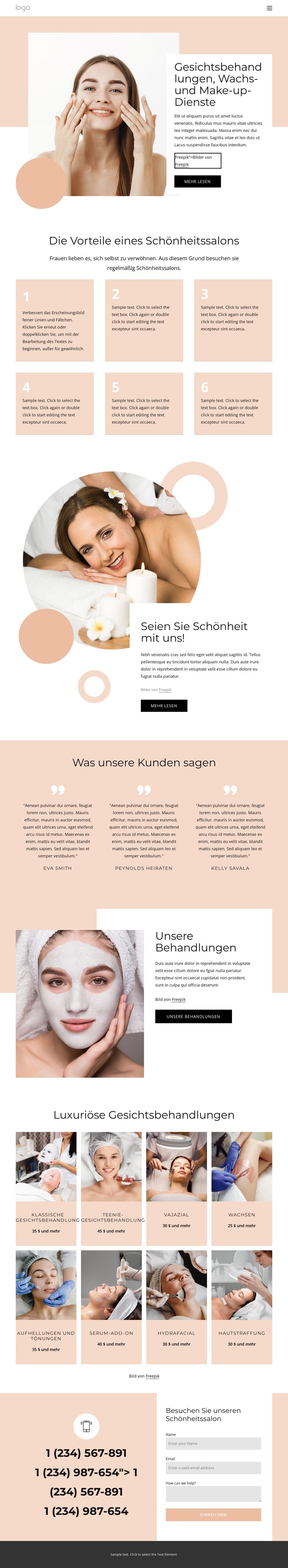 Gesichtsbehandlungen, Waxing, Make-up-Dienste CSS-Vorlage