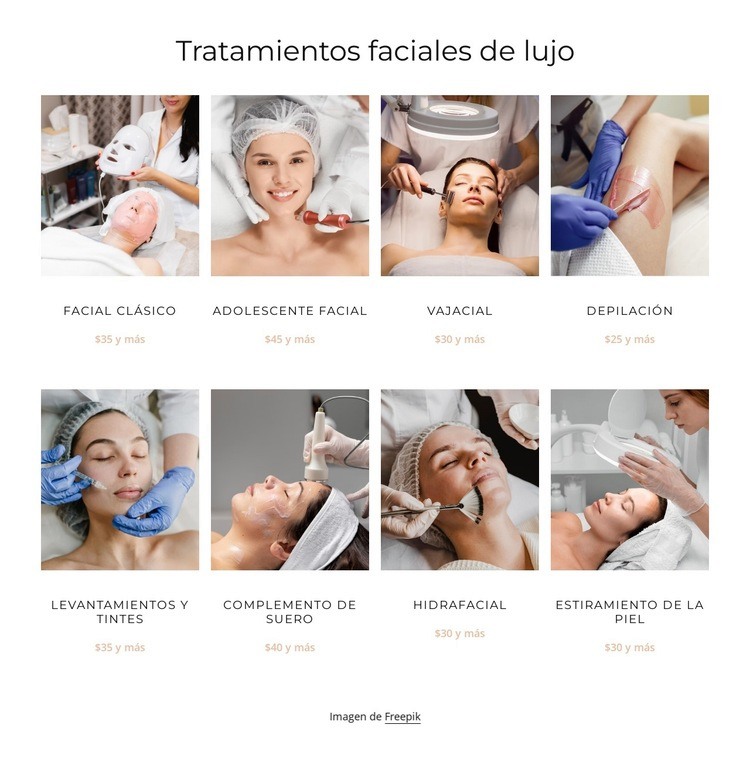 Tratamientos faciales de lujo Creador de sitios web HTML