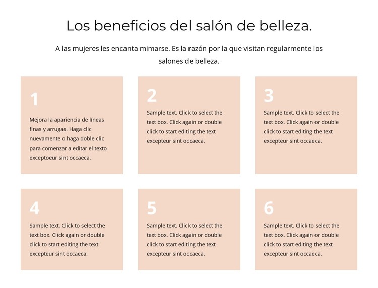 Los beneficios del salón de belleza. Plantilla HTML