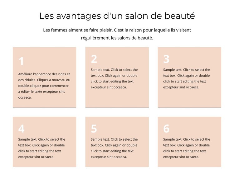 Les avantages d'un salon de beauté Maquette de site Web