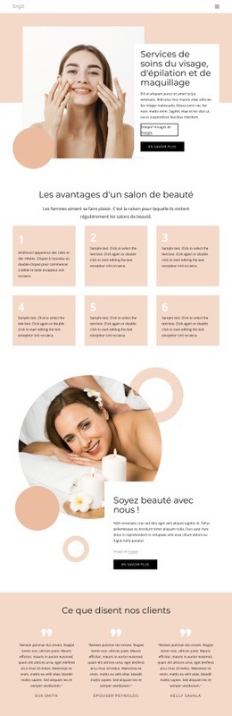 Services De Soins Du Visage, Épilations, Maquillage Page Web