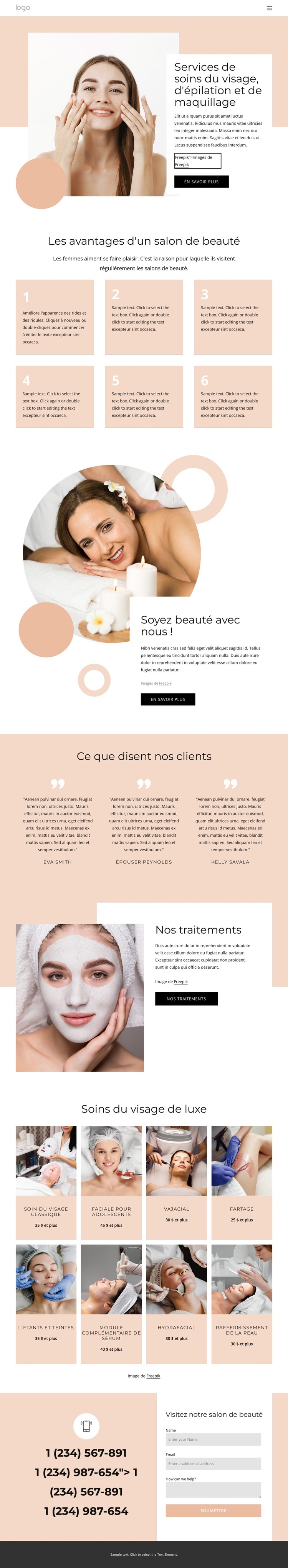 Services de soins du visage, épilations, maquillage Thème WordPress