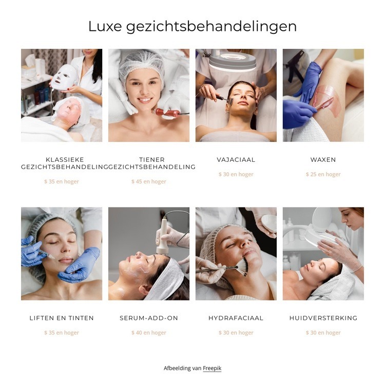 Luxe gezichtsbehandelingen Bestemmingspagina