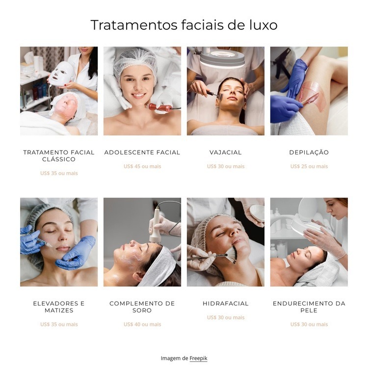 Tratamentos faciais de luxo Modelos de construtor de sites