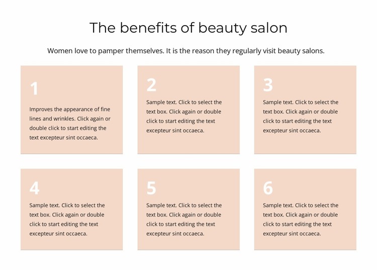 The benefits of beauty salon Website Mockup
