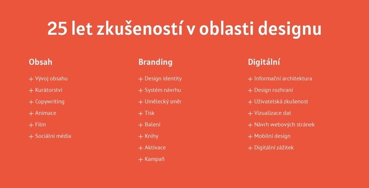 25 let zkušeností v oblasti designu Šablona CSS