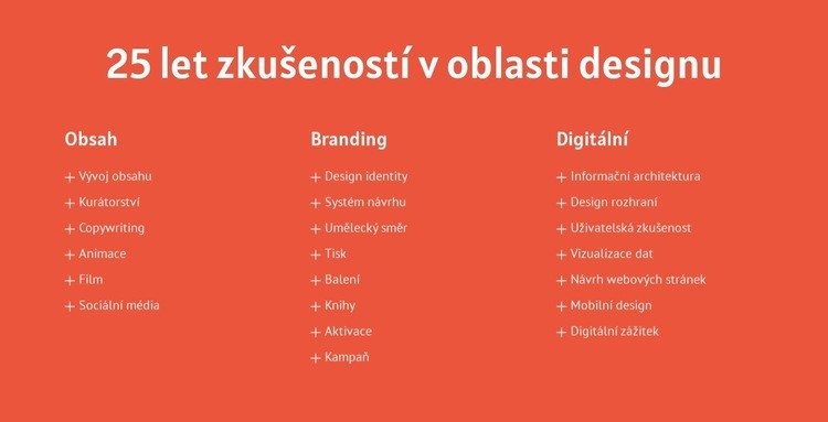 25 let zkušeností v oblasti designu Šablona webové stránky