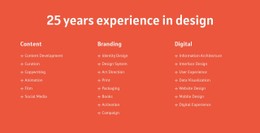 25 Years Experience In Design Landing Page