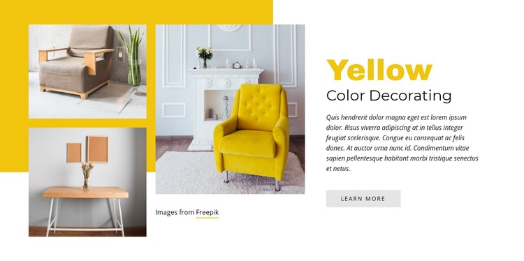 Gele kleur versieren CSS-sjabloon